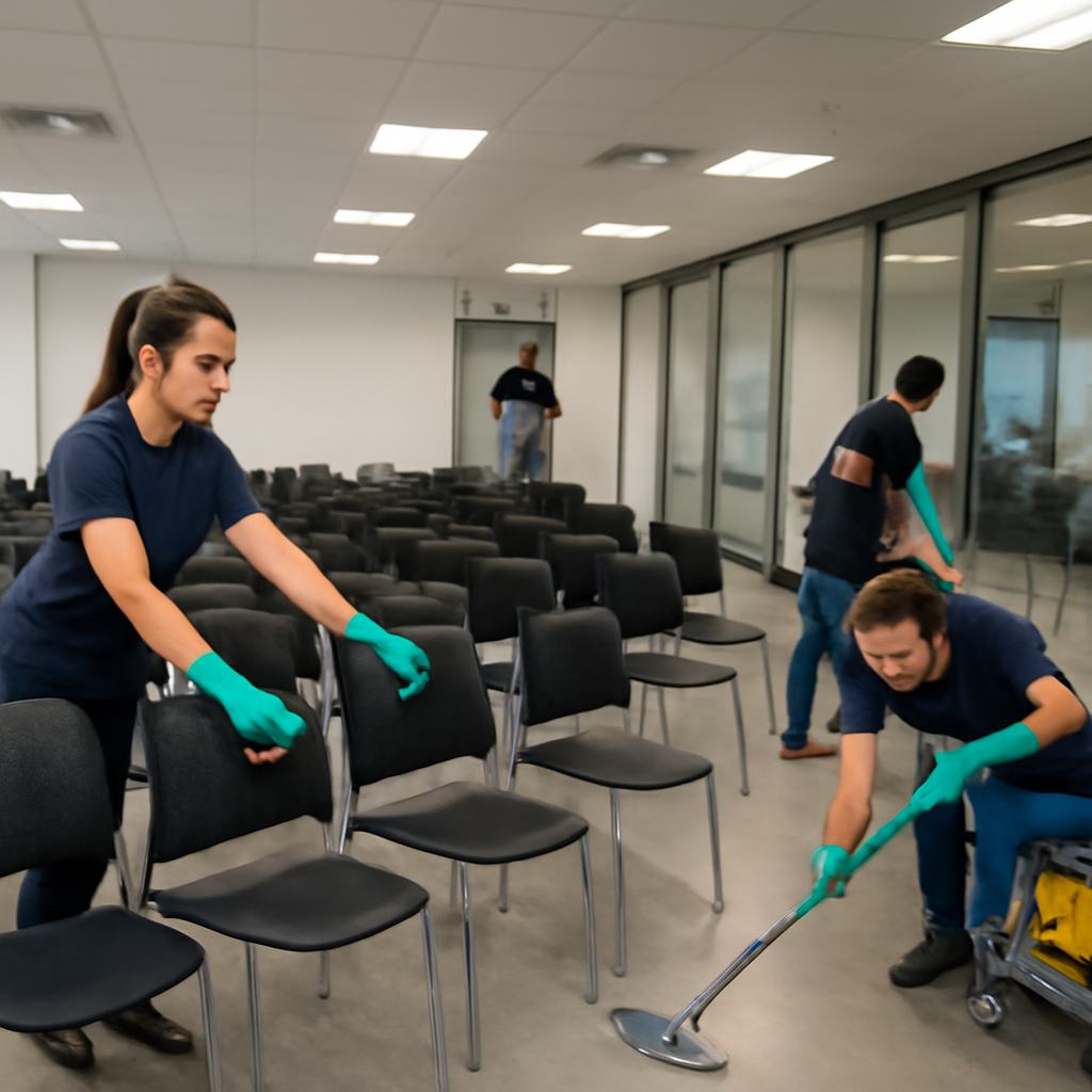 Escala de limpeza pré e pós-evento corporativo: como evitar retrabalho e manter a operação rodando